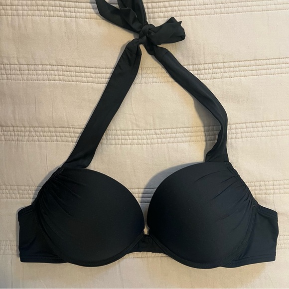 Victoria's Secret Other - Victoria's Secret Black Halter Bikini Top Push Up 36B